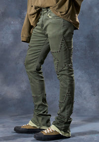 Stacked Fit Green Jeans