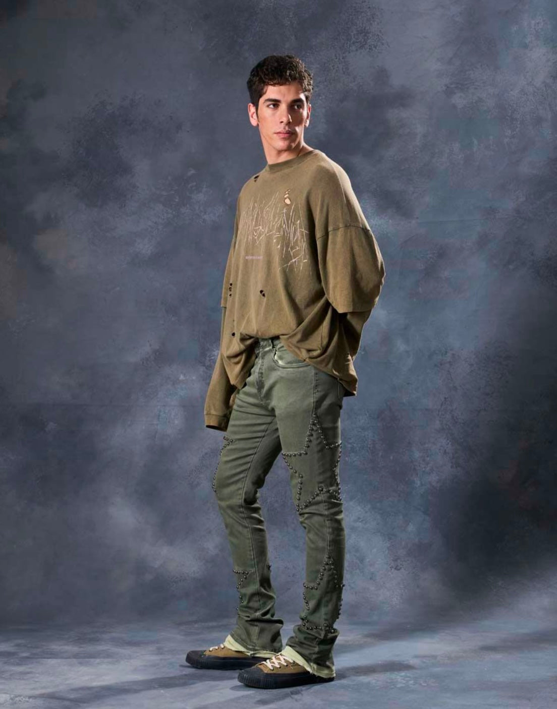 Stacked Fit Green Jeans