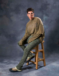 Stacked Fit Green Jeans