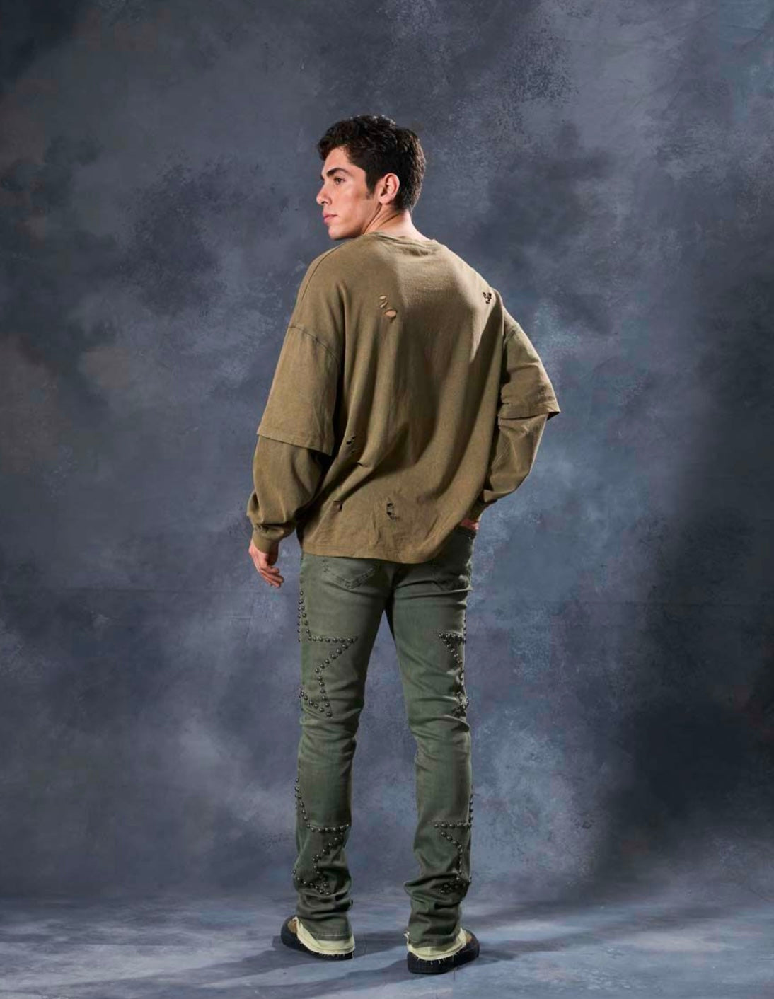 Stacked Fit Green Jeans