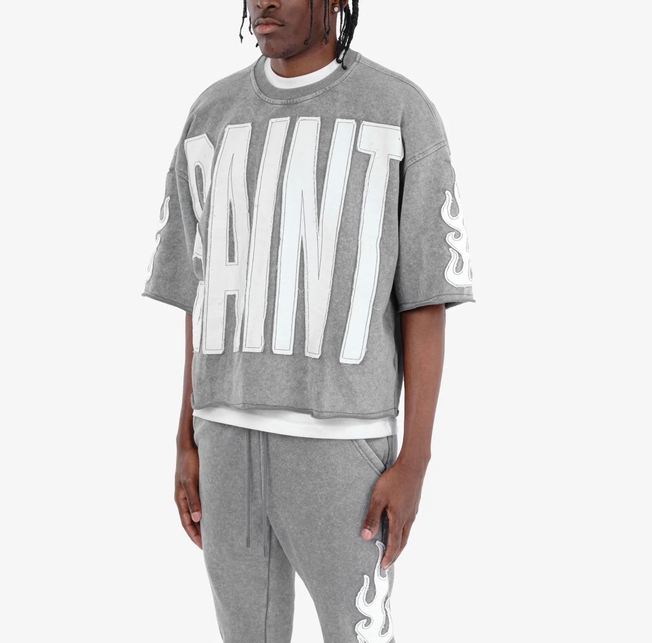 CROPPED GRAY SAINT SHORT SLEEVE