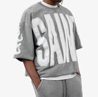 CROPPED GRAY SAINT SHORT SLEEVE