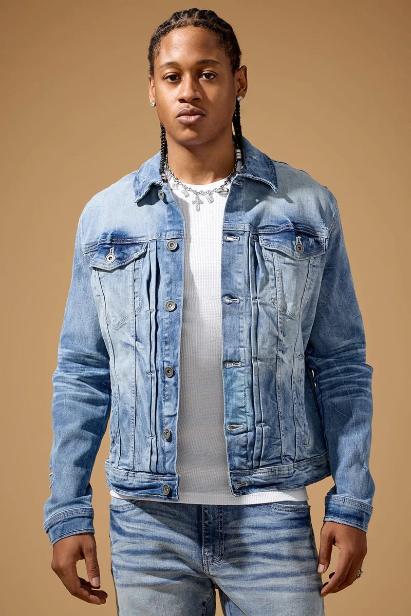 Foundry Denim Trucker Jacket RIVER BLUE JJ2385