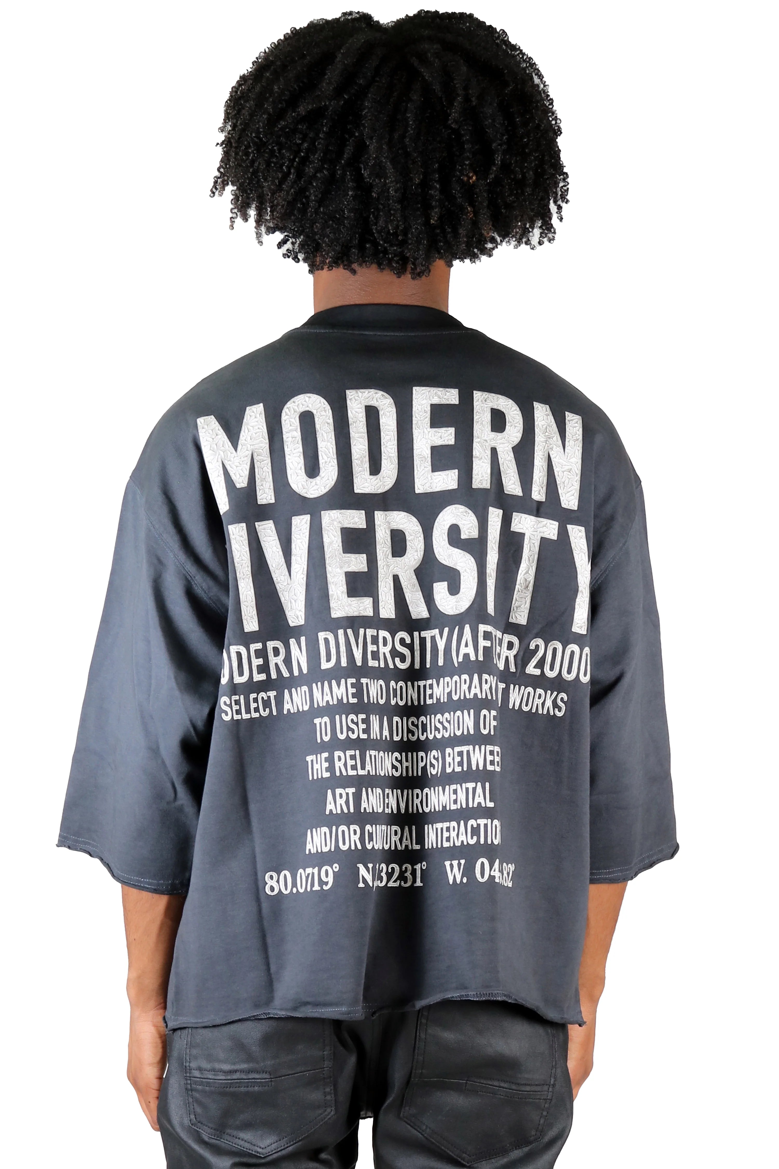 AVOYA S/N Jersey 3/4 Sleeve Crop Top Tee with Detachable Necklace KT-1960