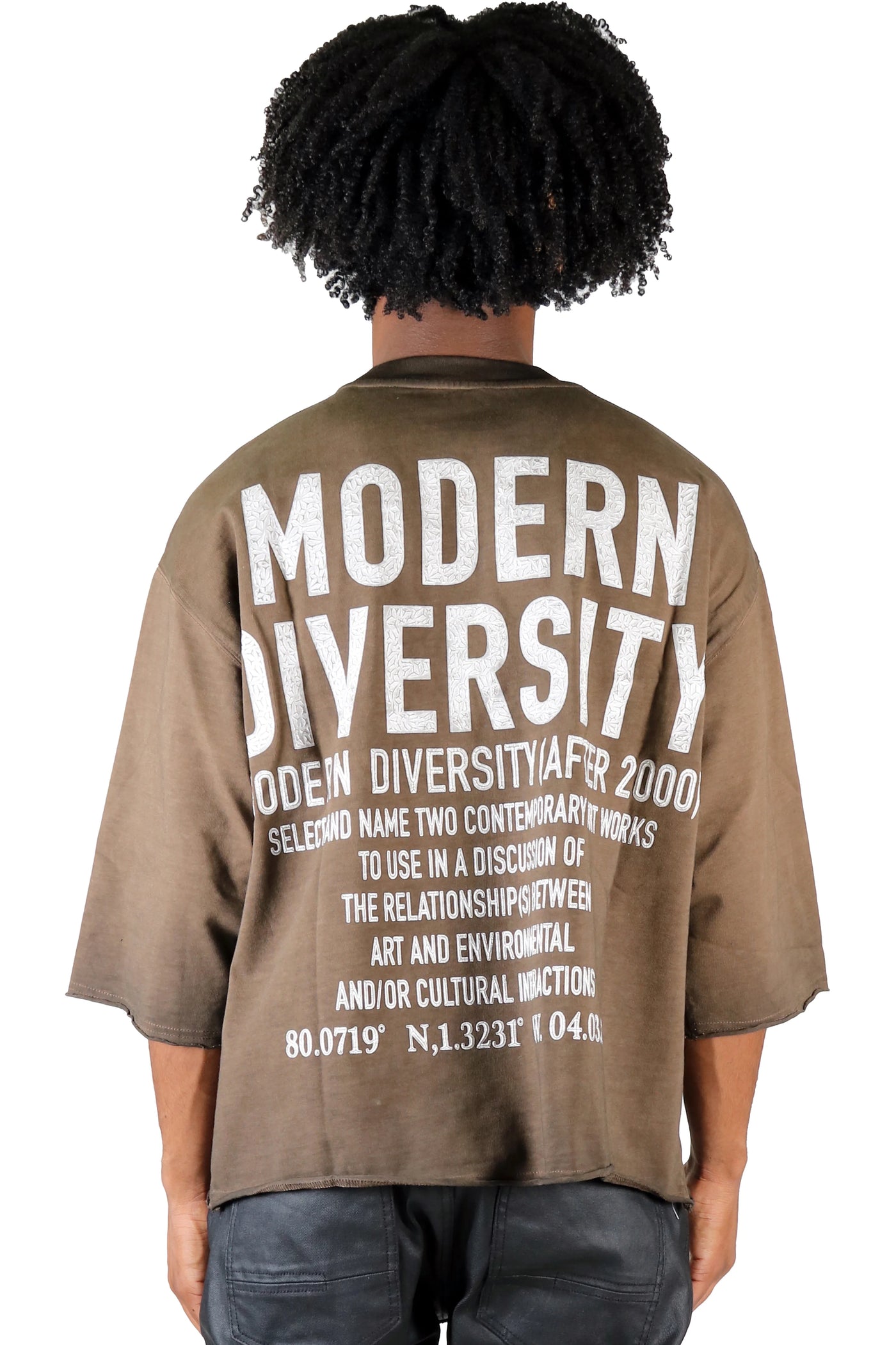 ELLE S/N Jersey 3/4 Sleeve Crop Top Tee with Detachable Necklace kt-1960