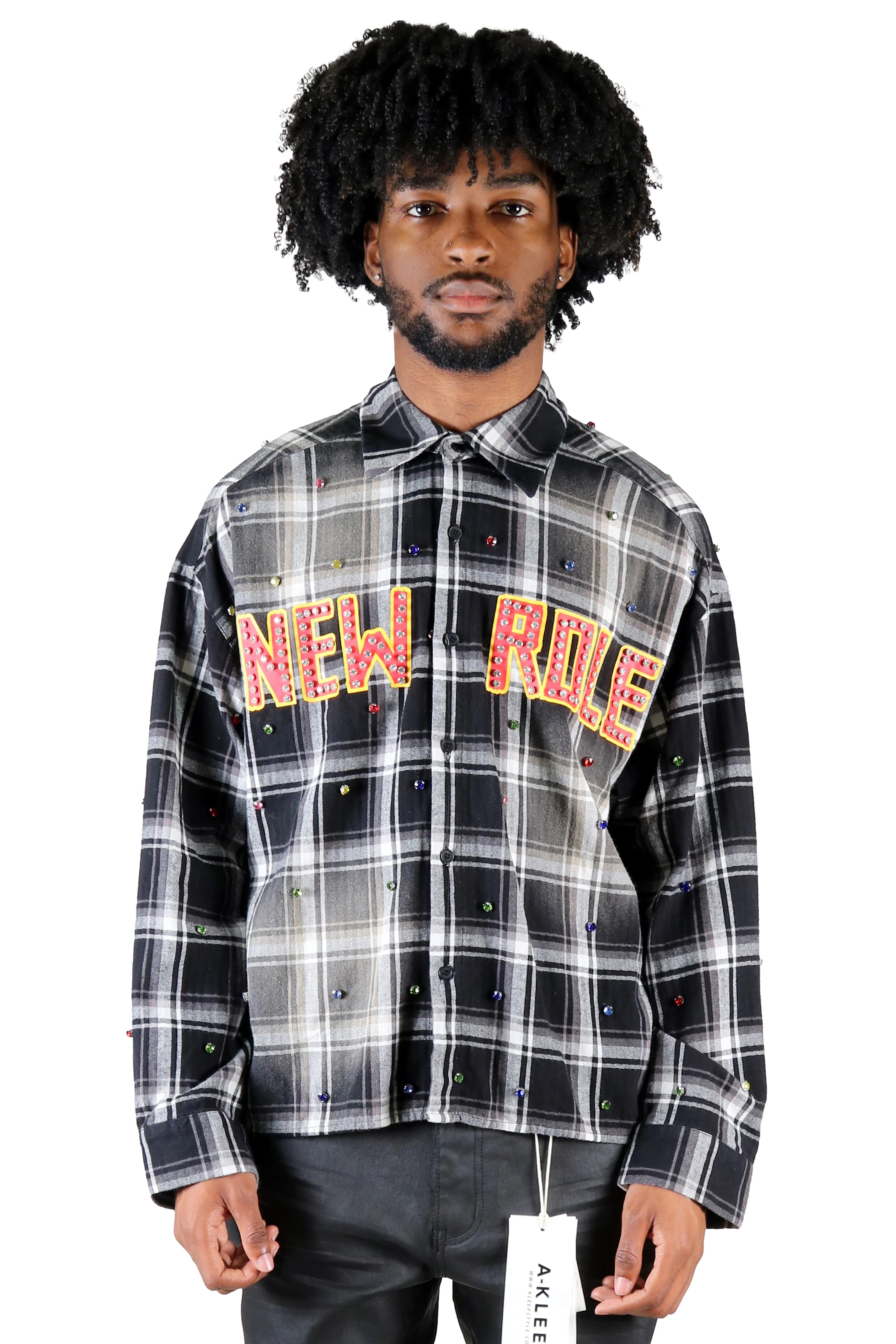 UMBRO Long Sleeve Washed Flannel Crop Top Button Down Shirt