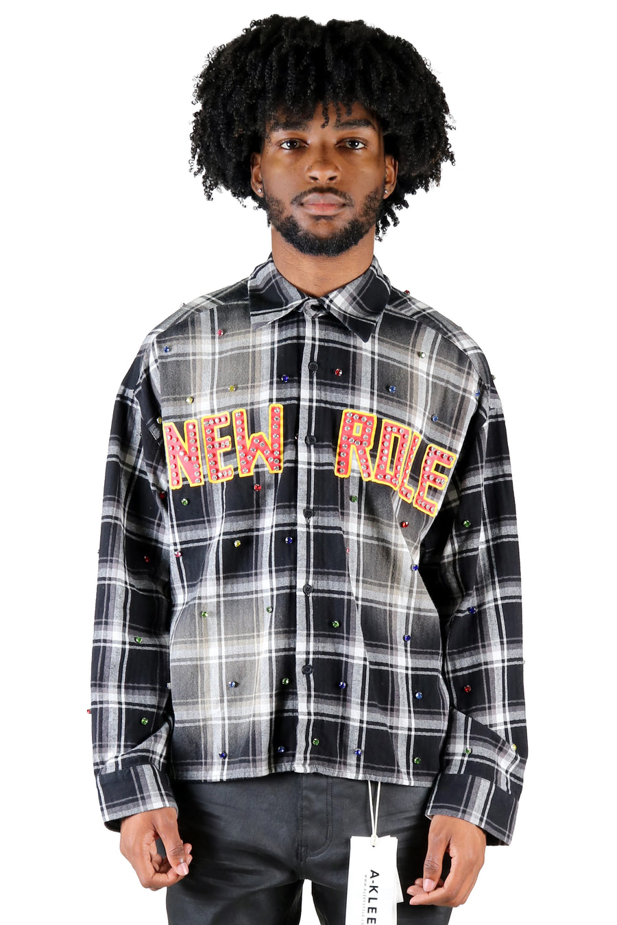 UMBRO Long Sleeve Washed Flannel Crop Top Button Down Shirt