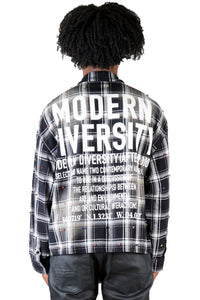 UMBRO Long Sleeve Washed Flannel Crop Top Button Down Shirt