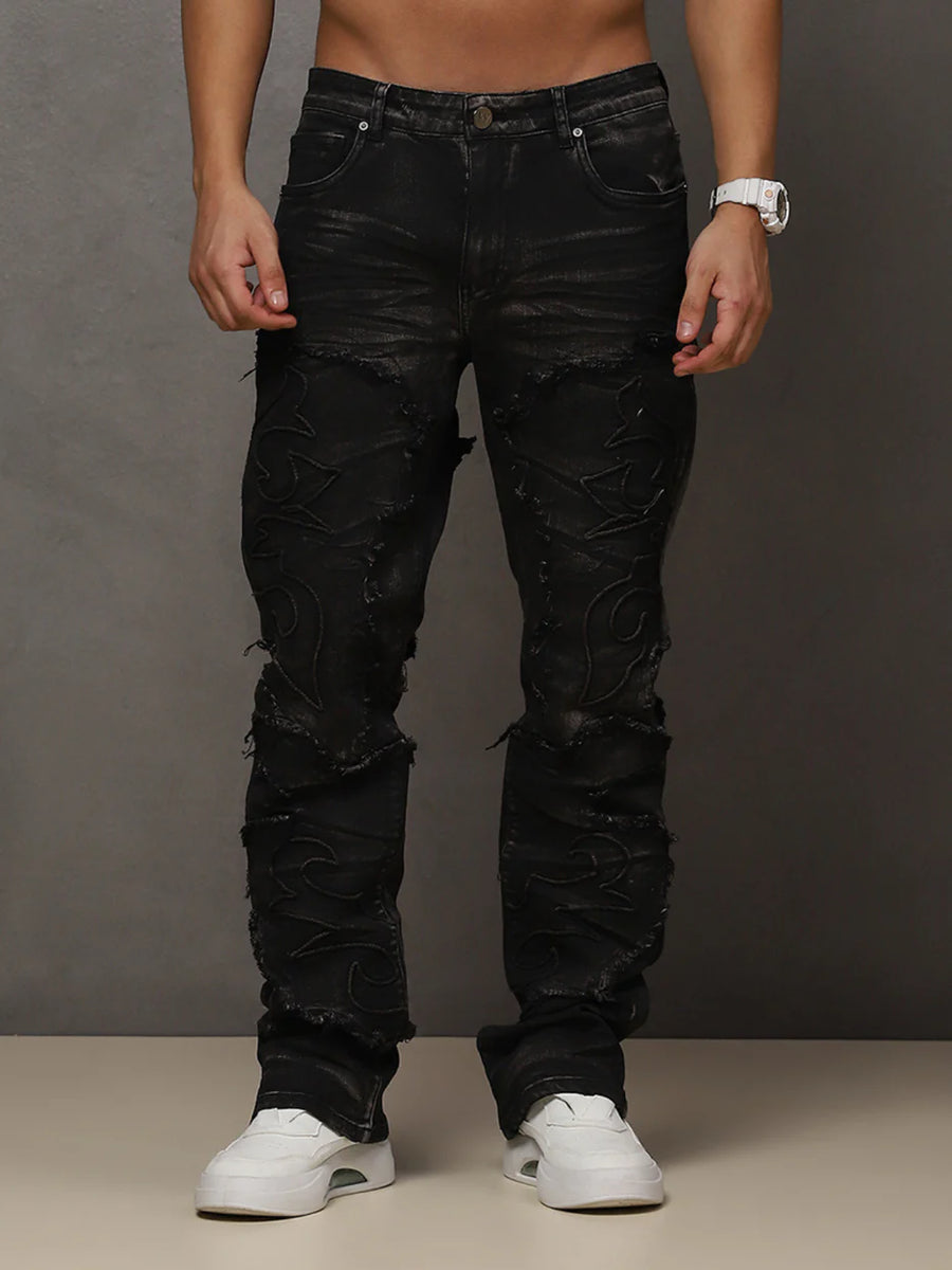 Stacked Fit Jet Black Jeans