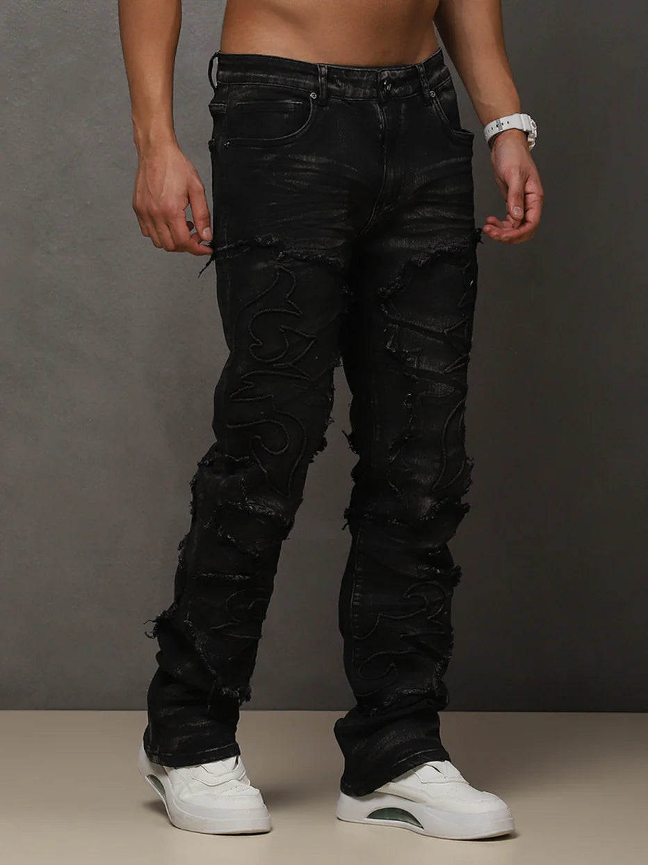 Stacked Fit Jet Black Jeans
