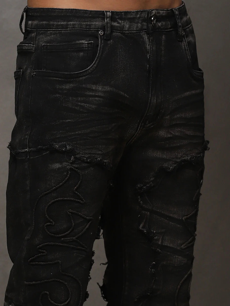 Stacked Fit Jet Black Jeans