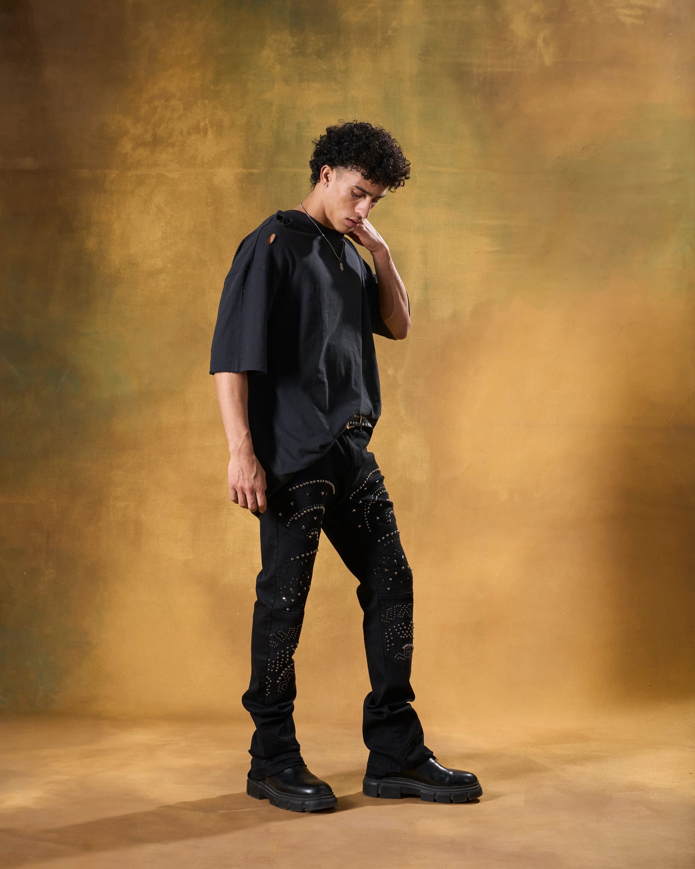 W BY WAIMEA MEN'S STACKED FIT JEANS BLACK M8424D