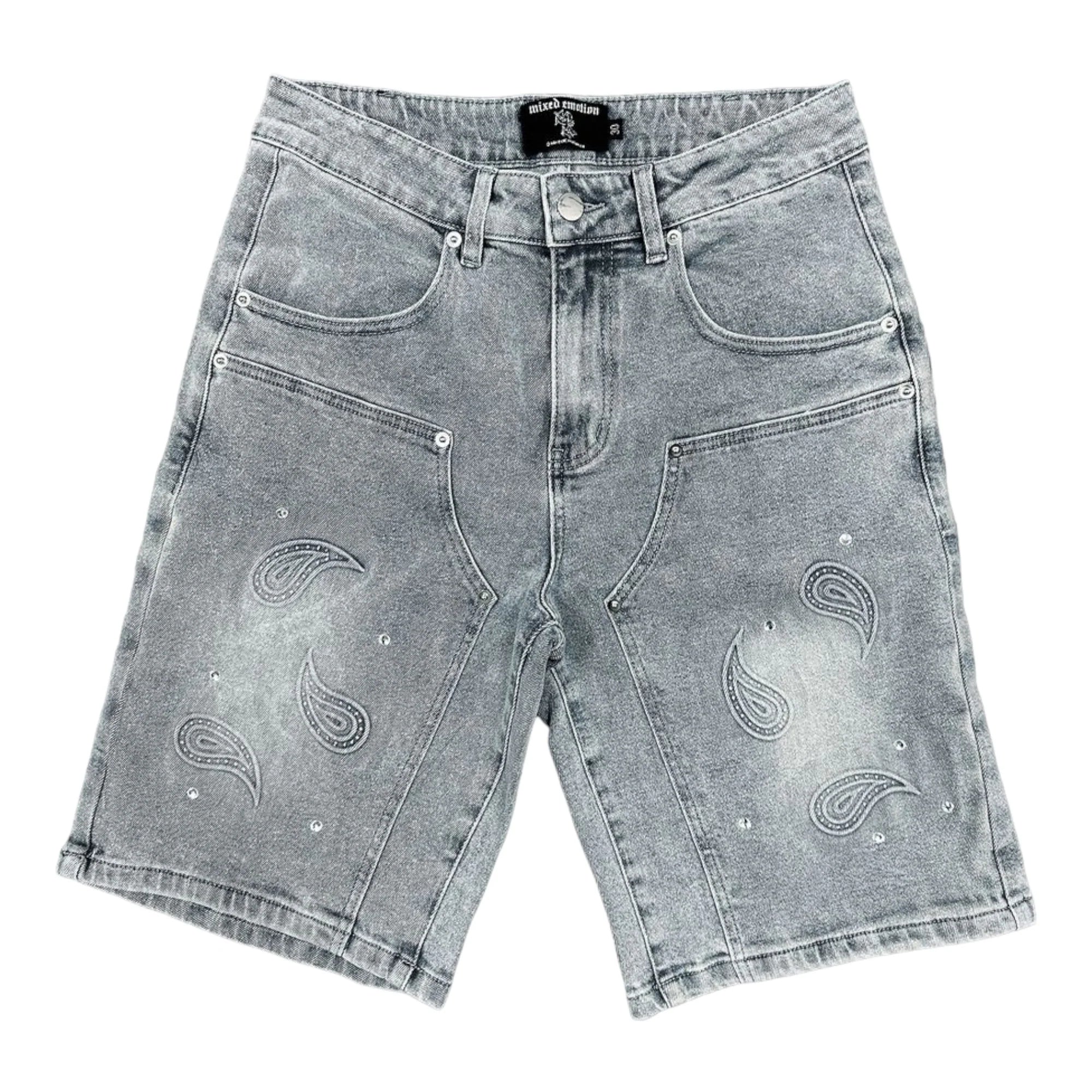 'Paisley' Denim Blue Shorts