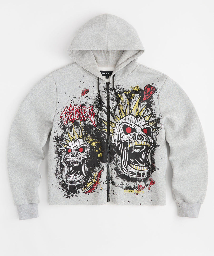 BEWARE CROPPED HOODIE - GREY