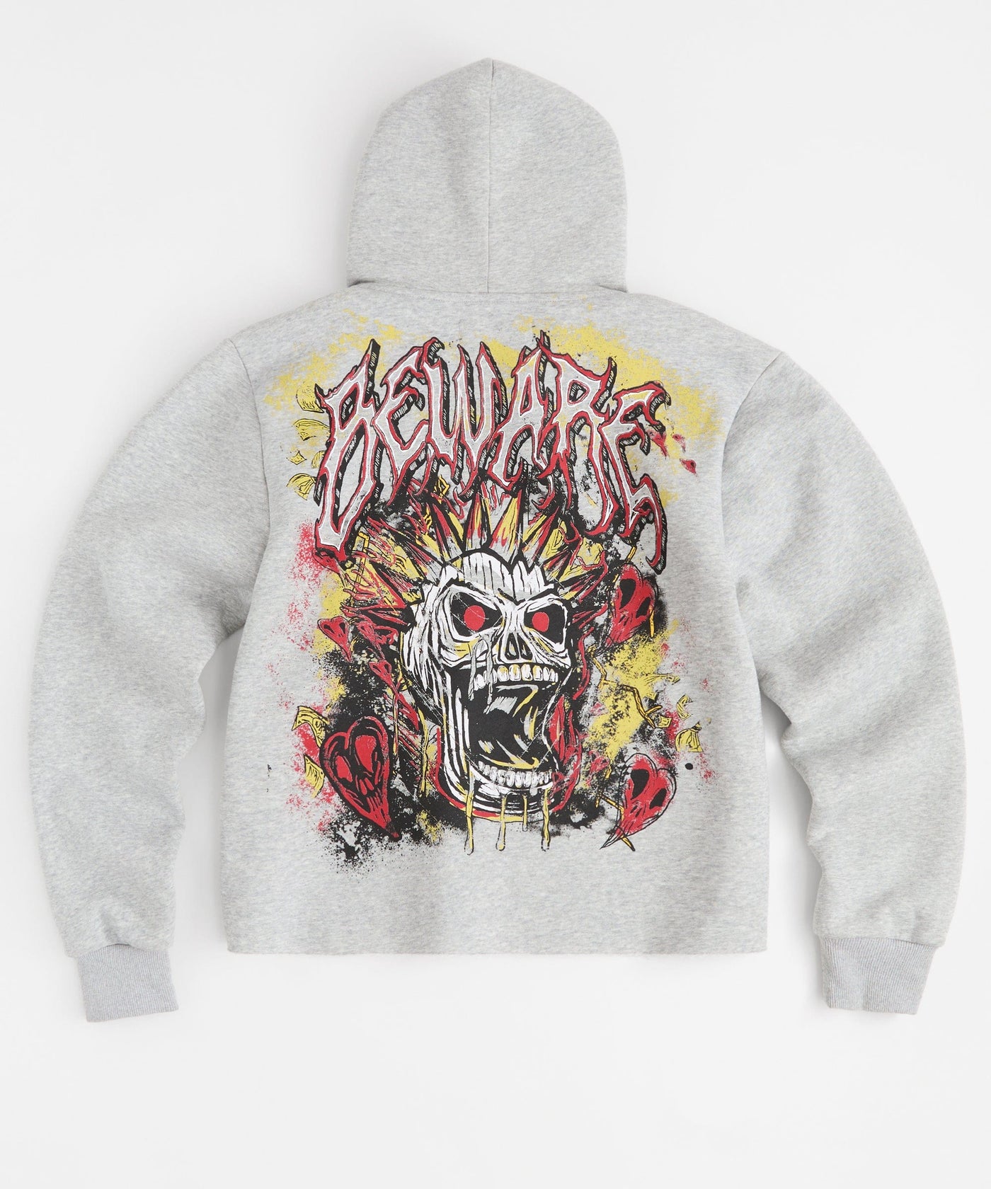 BEWARE CROPPED HOODIE - GREY