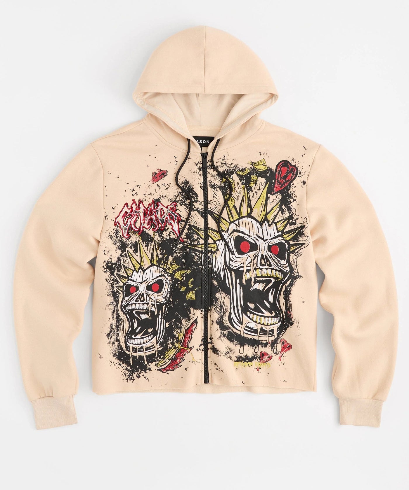 BEWARE CROPPED HOODIE - KHAKI
