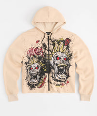 BEWARE CROPPED HOODIE - KHAKI