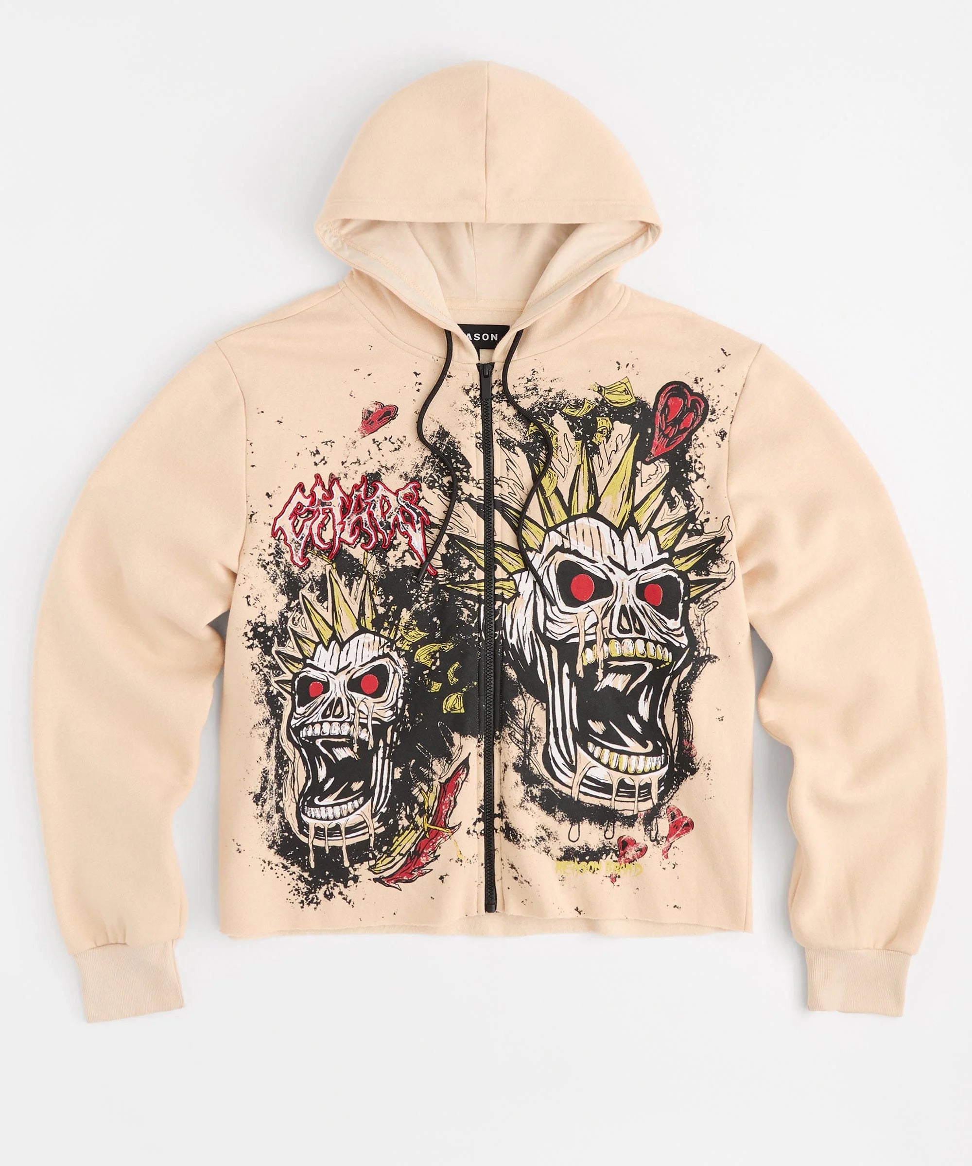 BEWARE CROPPED HOODIE - KHAKI