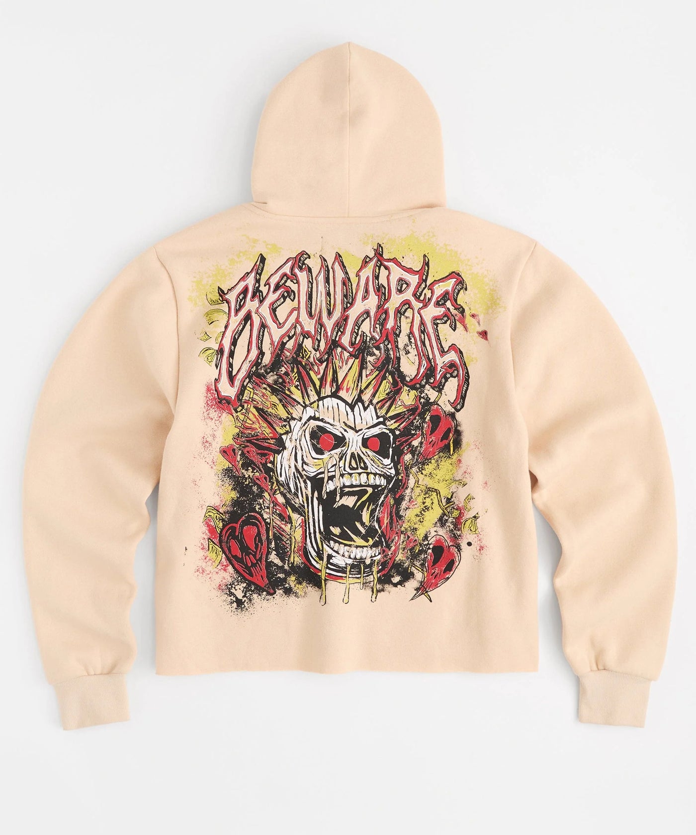 BEWARE CROPPED HOODIE - KHAKI