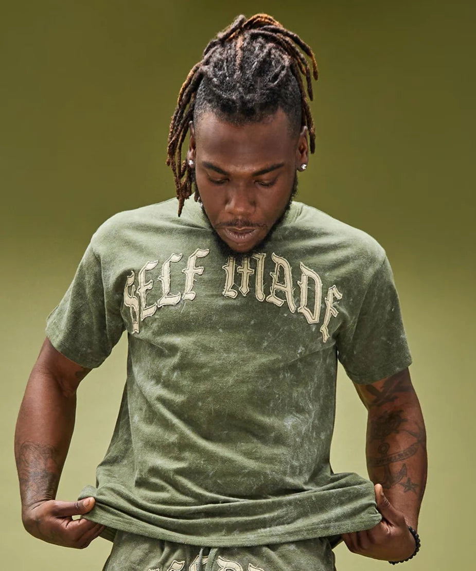 Self Made Self Paid Short Sleeve Tee - Olive Green
