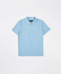 Diamond Plate Towel Color Blocked Short Sleeve Button Down Shirt - Light Blue RSP-038