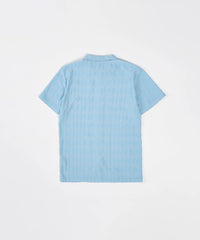 Diamond Plate Towel Color Blocked Short Sleeve Button Down Shirt - Light Blue RSP-038