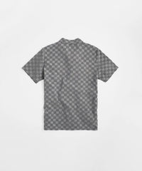 Checkerboard Towel Color Blocked Short Sleeve Button Down Shirt - Grey RSP-040