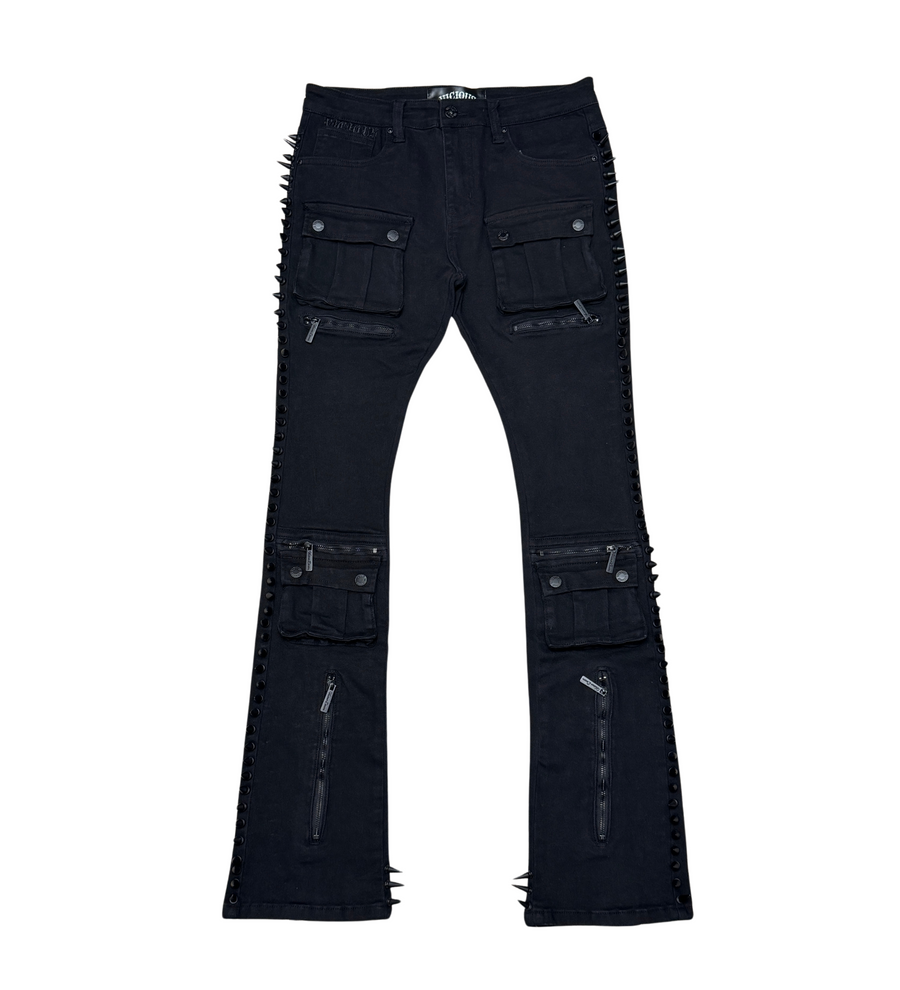 CARGO FLARE DENIM W/ZIPPER