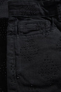 Liquid Crystal 'Diamond Crystal' Stacked Rhinestone Denim (Jet Black  ) JTF2317A