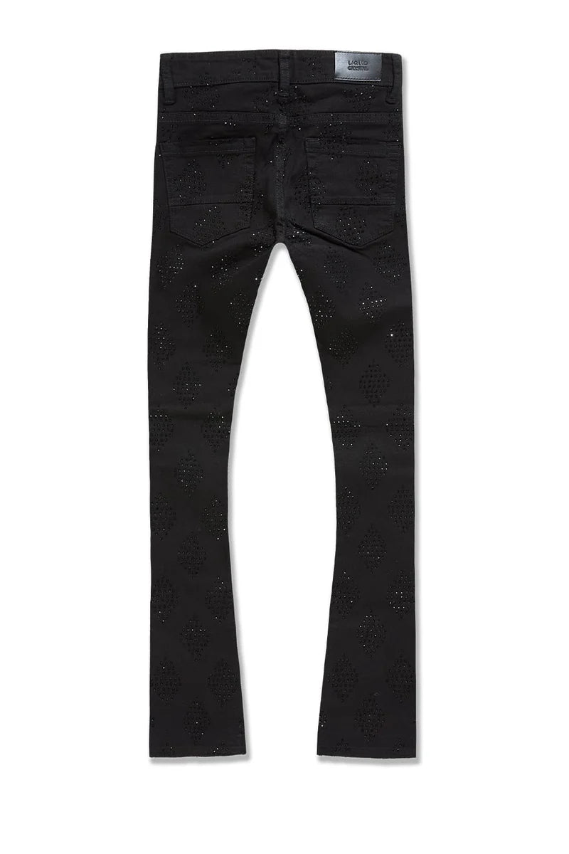 Liquid Crystal 'Diamond Crystal' Stacked Rhinestone Denim (Jet Black  ) JTF2317A