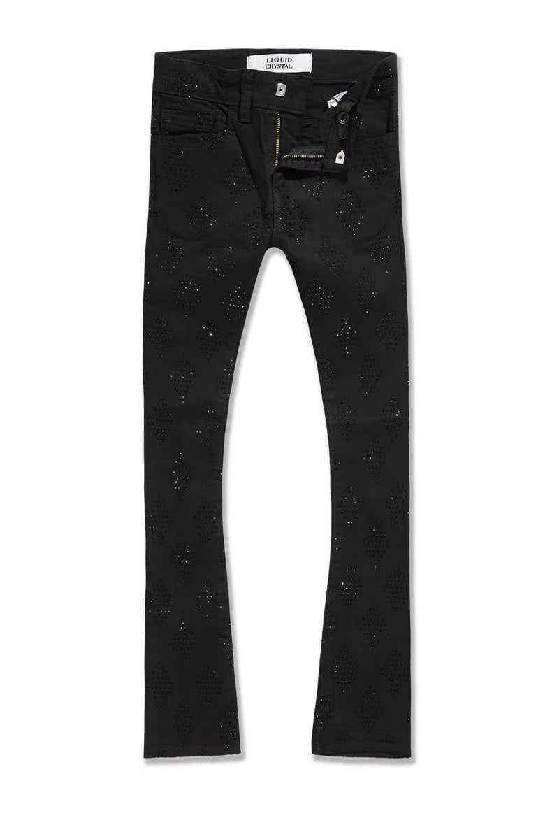 Liquid Crystal 'Diamond Crystal' Stacked Rhinestone Denim (Jet Black  ) JTF2317A
