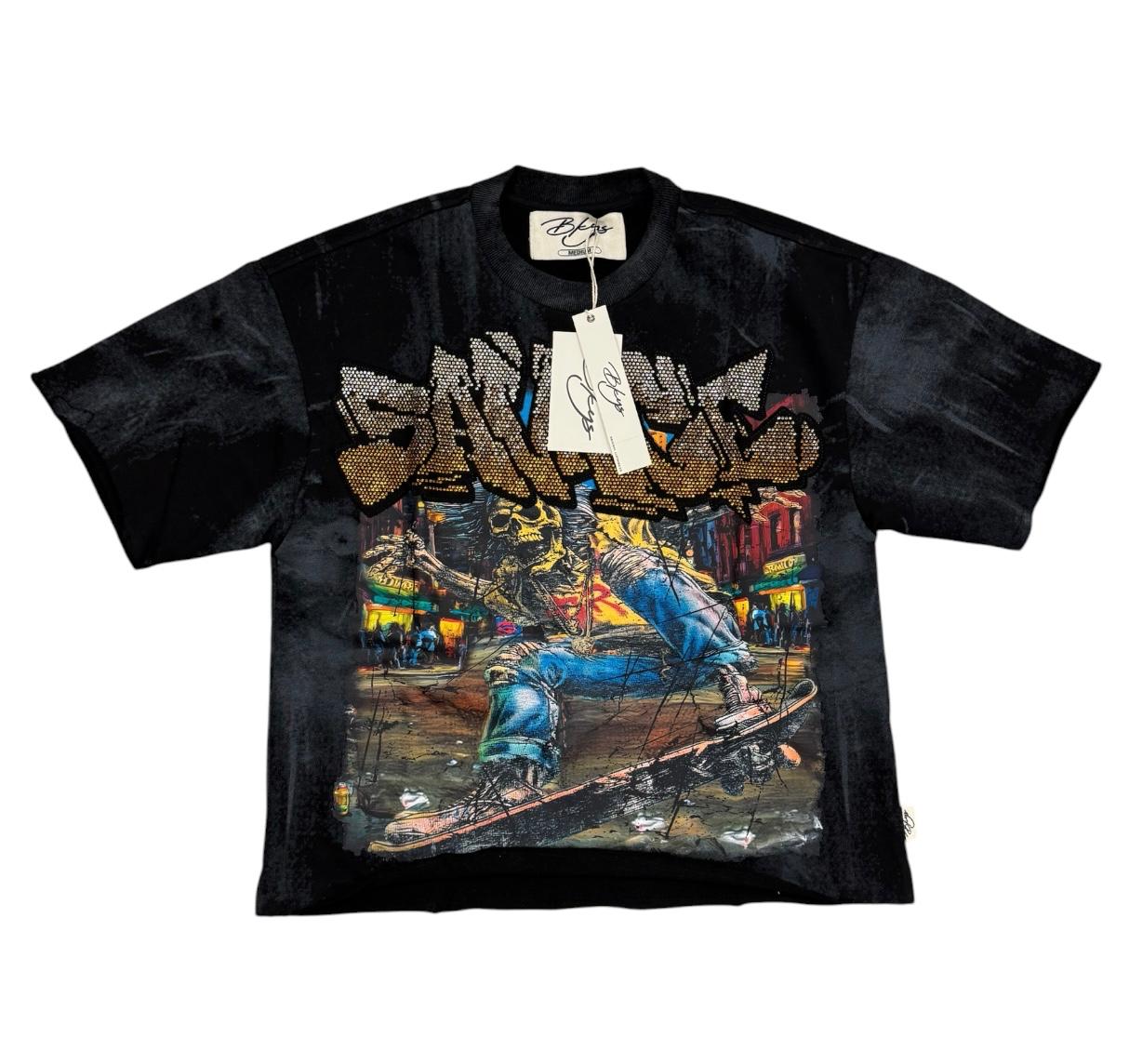 SAVAGE CROPPED SHIRT BLACK T1480