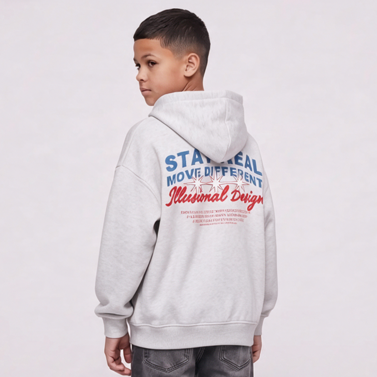 Dark Illusion Stay Real Zip Up Heather Grey