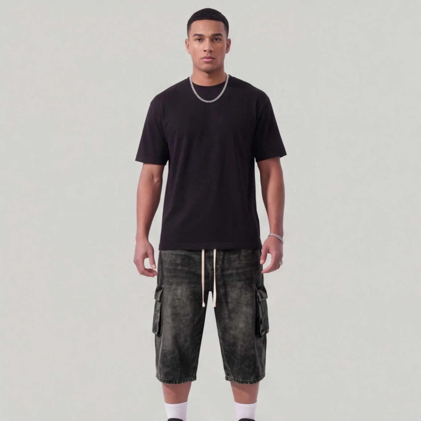 Dark illusion jorts black washed