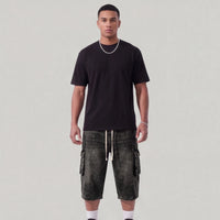 Dark illusion jorts black washed
