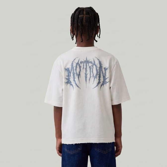 Dark illusion motion cropped shirt White