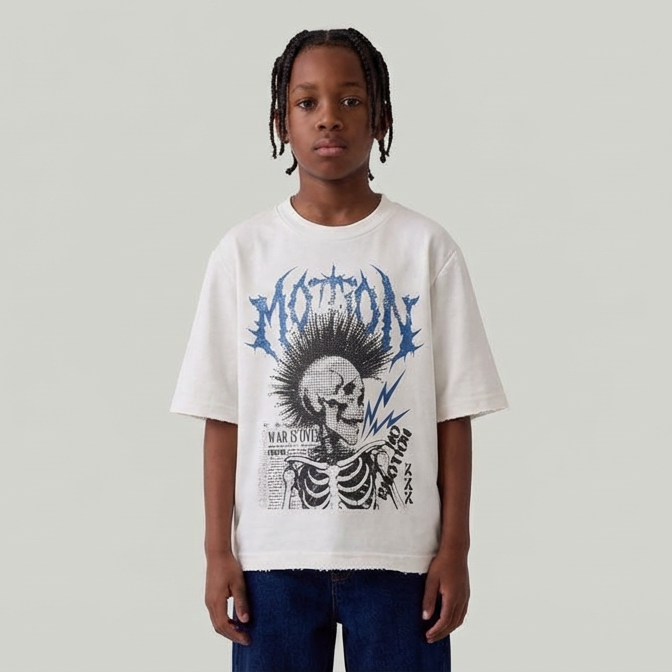 Dark illusion motion cropped shirt White