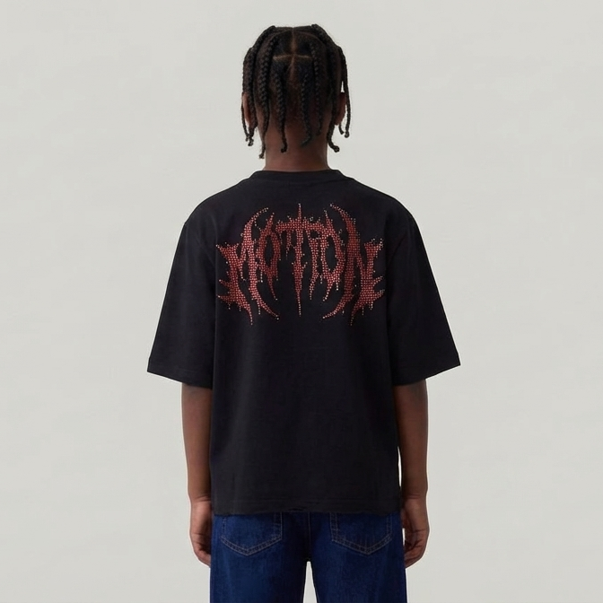 Dark illusion  motion cropped shirt Black