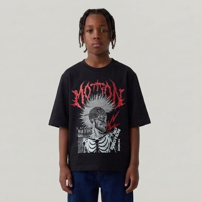 Dark illusion  motion cropped shirt Black