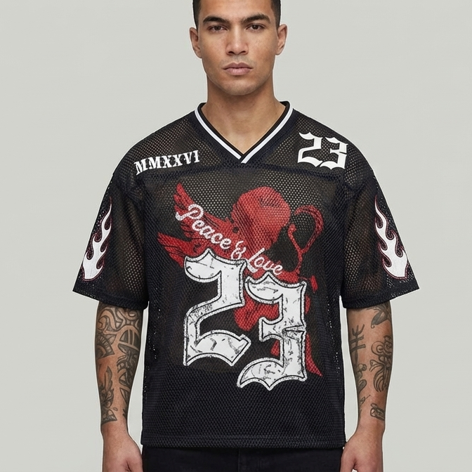 CROPPED SHIRT PEACE & LOVE  BLACK 611011