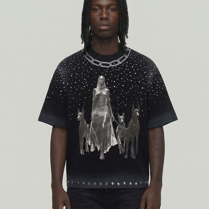 Dog Chain cropped shirt BLACK DM5232BK
