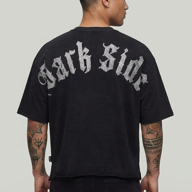 DARK SIDE CROPPED SHIRT VOYAGE STUDIO 51T16 BLACK WASH