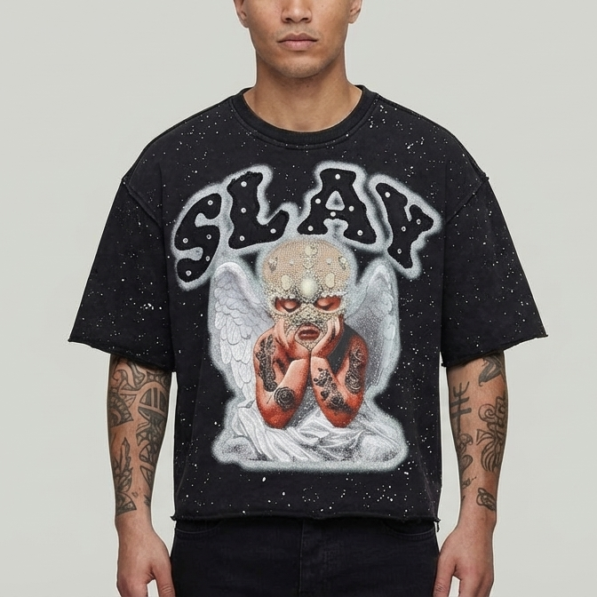 SLAY cropped shirt T5205 black