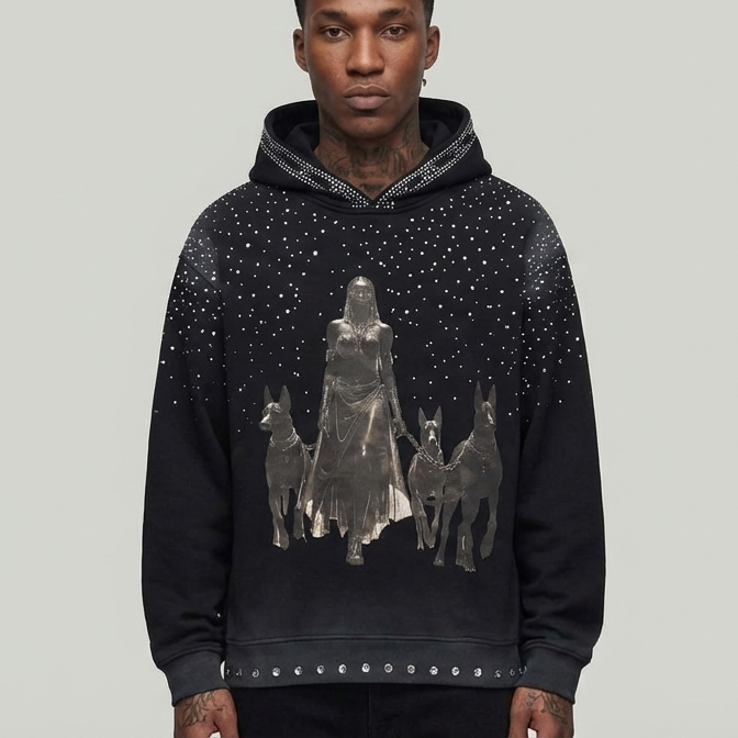 DOG CHAIN HOODIE BLACK DM5227K