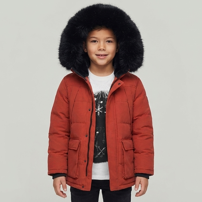 JORDAN CRAIG BISMARCK FUR LINED PARKA JACKET RED KIDS& BOYS