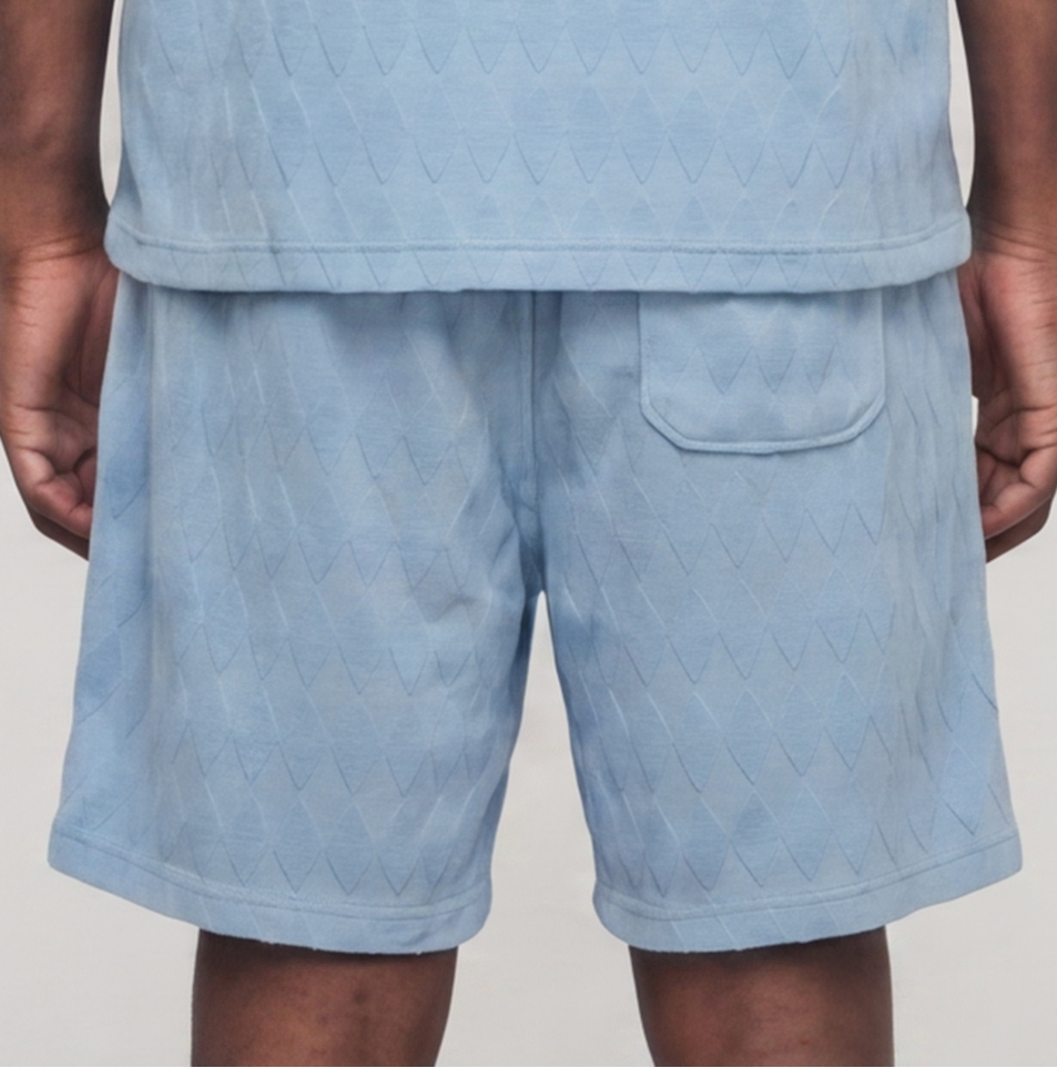 Diamond Plate Towel Color Blocked Short - Light Blue RSP-039