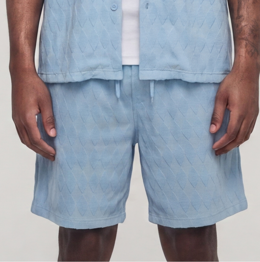 Diamond Plate Towel Color Blocked Short - Light Blue RSP-039