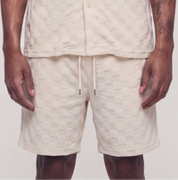 Checkerboard Towel Color Blocked Short   RSP-041 CREAM