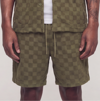 Checkerboard Towel Color Blocked Short   RSP-041 OLIVE