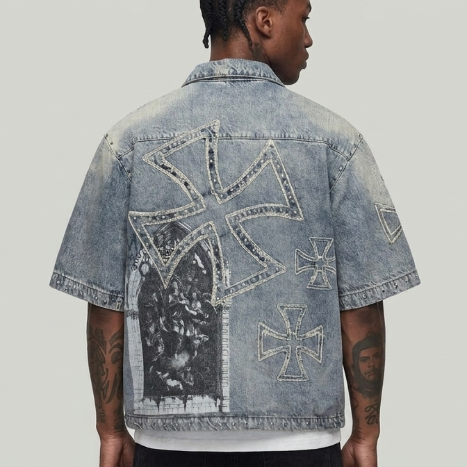 Zip up denim shirt Rare pace RJ6063 MD.TINT